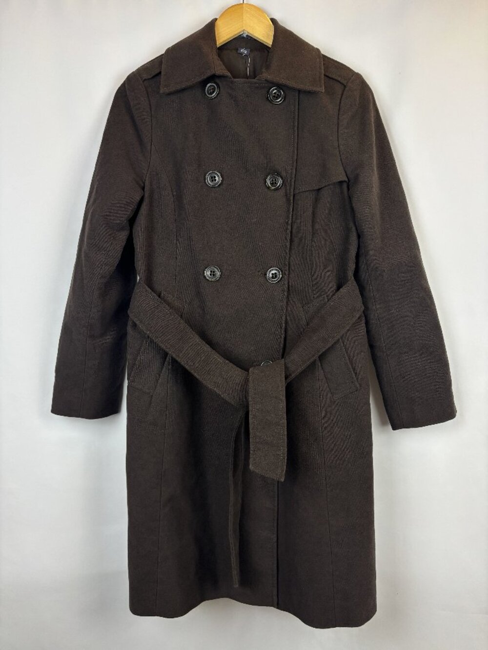Small Gap Chocolate Brown Trench Coat Double Breasted Collared Notched Lapel NWT